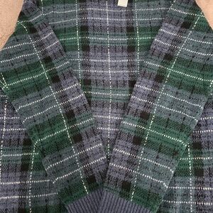 Men's Plaid Patterned Sweater - Blue and Green